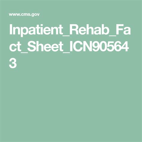 inpatient rehabilitation facility fact sheet